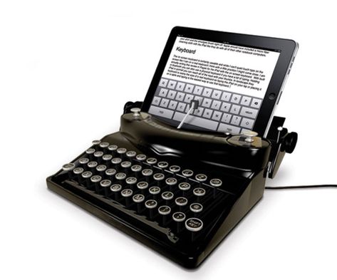 iPad typewriter dock - how cool!! Ipad Typewriter, Ipad Video, Gadget Tecnologici, Retro Typewriter, Ipad Accessories, Take My Money, Gadgets And Gizmos, Cool Tech, Cool Technology