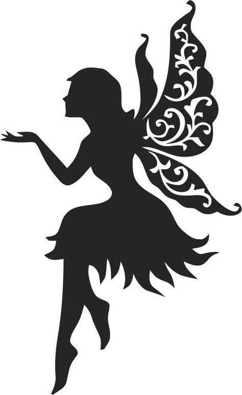 Fairy Cricut Ideas, Fairy Silloettes, Fairy Graphic Design, Fairy Silhouette Simple, Little Fairy Drawing, Fairy Fanart, Fairy Vector, Fairy Stencil, Fairy Graphic