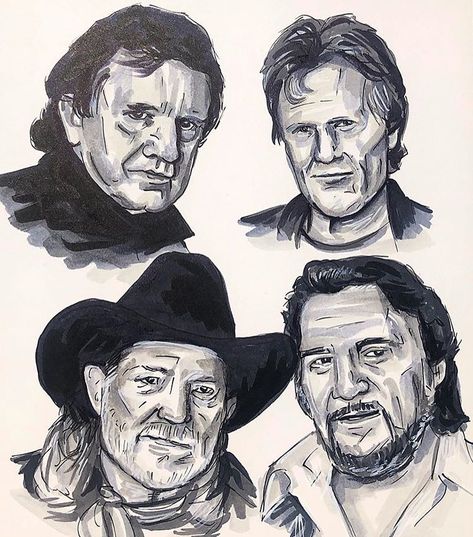 Waylon Jennings Tattoo, The Highwaymen, Waylon Jennings, Outlaw Country, Kris Kristofferson, Johnny Cash, Graphic 45, Country Girl, Country Girls