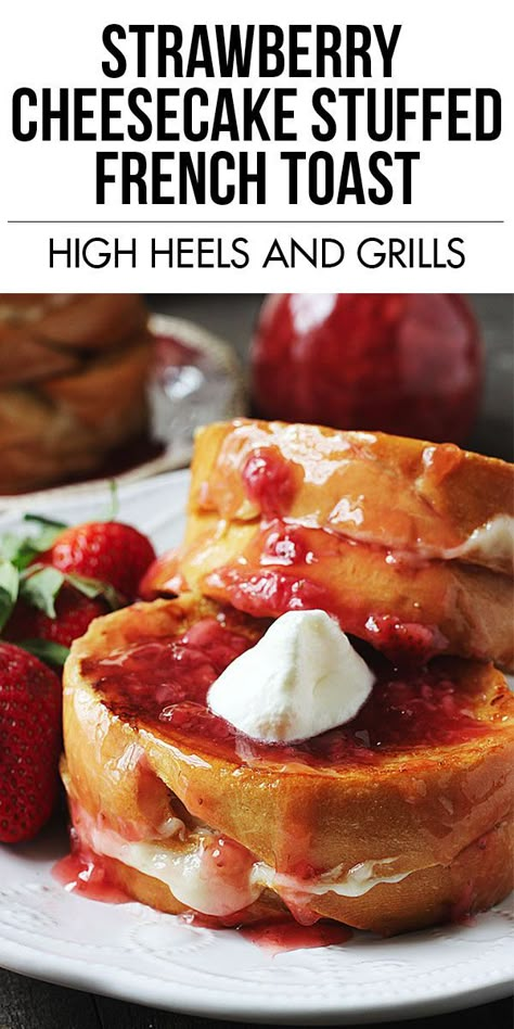 We are in love with this Strawberry Cheesecake Stuffed French Toast! #breakfast #recipe #easy #syrup #food Cheesecake Stuffed French Toast, Fantastic Recipes, Stuffed French Toast, French Toast Breakfast, Good Eat, French Toast Recipe, Toast Recipes, Breakfast Brunch Recipes, Breakfast Recipe