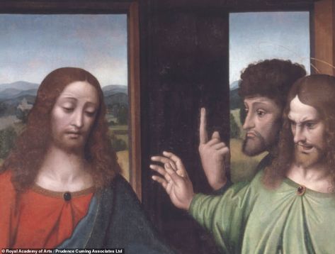 Among the works digitised in super-high-resolution by Google's Art Camera team is Giampietrino and Giovanni Antonio Boltfraffio's oil-on-canvas copy of 'The Last Supper'. While the mural by their master, da Vinci — which resides in the Convent of Santa Maria delle Grazie in Milan — has lost details through deterioration and damage, such remain in the copy and are now more accessible digitally. For example, one can see clearly both the detail of doubting Thomas' raised finger, pictured — foreshad Isus Krist, Art Projector, Art Camera, Doubting Thomas, Joshua Reynolds, Digital Story, Vitruvian Man, Joseph Mallord William Turner, The Last Supper