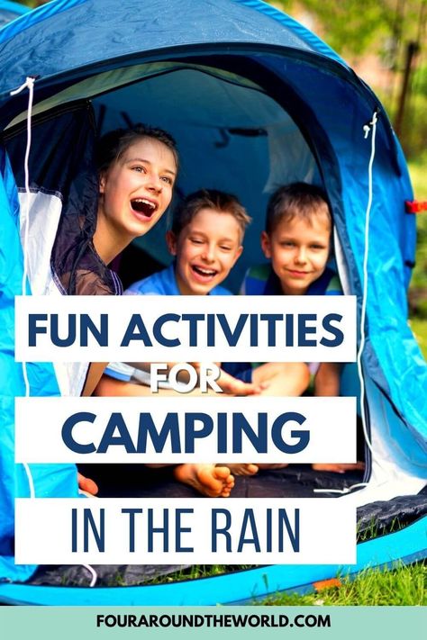 Camping in the rain can be just as much fun as camping in the sun! If you're prepared with the right activities, you'll be able to keep yourself entertained all day long. We've put together some great ideas for rainy day activities for campers. These camping activities for rainy days include ideas for all ages, no matter who your camp companions are! Rainy day camp activities. How to entertain kids while camping in the rain. Camping Theme Preschool, Camping Crafts For Kids, Camping Activities For Kids, Camping In The Rain, Family Camping Trip, Camping Games, Rainy Day Activities, Camping Theme, Camping Activities