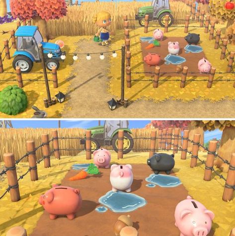 Animal Crossing Inspiration, Pig Island, Outdoor Enclosure, Pig Farm, Pig Farming, New Animal Crossing, Animal Crossing Game, Little Pigs, Pigs