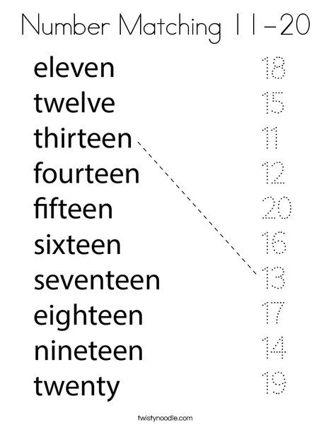 Number Matching 11-20 Coloring Page - Twisty Noodle 11-20 Number Activities Kindergarten, Number Words 11-20 Worksheets, Numbers Words Worksheets, 11-20 Number Activities, 11-20 Number Worksheets, Number 1-20, Numbers 11-20, Numbers In Words Worksheet, Number Words Activities