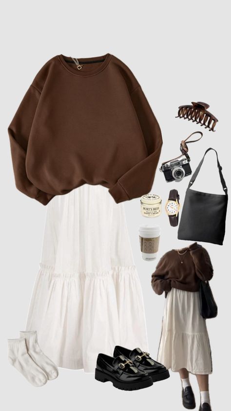 #outfit #modestfashion #fashion #style #styleinspo #inspo #ootd #modestoutfits #modest #skirt #cozy #churchoutfit #outfitinspo #vintage Brewery Outfit Fall, Brewery Outfit, Modest Winter Outfits, Modest Girly Outfits, Modest Skirt, Modesty Outfits, Cute Modest Outfits, Muslim Outfits Casual, Modesty Fashion