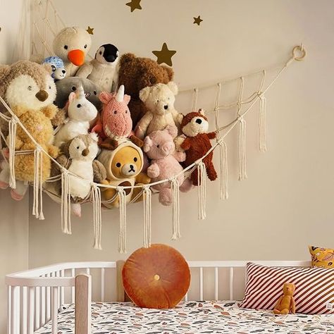 Teddy Hammock - Toy Storage Hammock for Stuffed Animals - Teddy Bear Storage - Soft Toy Storage Net - Nursery Preppy Room Decor : Amazon.co.uk: Baby Products Net For Stuffed Animals, Storage Hammock, Toy Corner, Stuffed Animal Net, Stuffed Animal Holder, Stuffed Animal Hammock, Toy Net, Hammock Netting, Soft Toy Storage