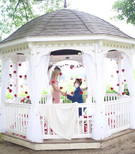 Outdoor Proposal, Couple Wedding Rings, Wedding Couples, Gazebo, Wedding Reception, Outdoor Structures