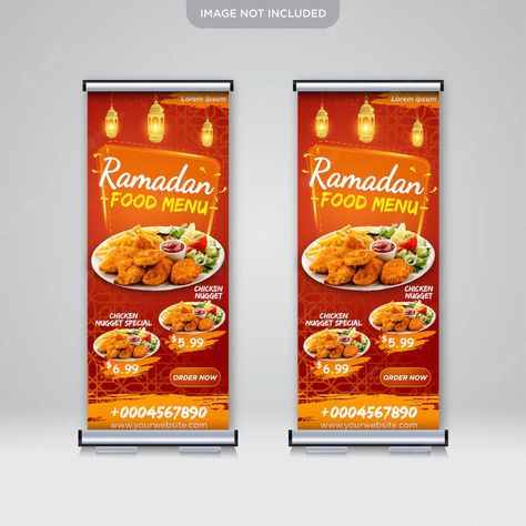 Premium Vector | Roll up standee banner delicious ramadan food menu Standee Food, Ramadan Food, Roll Banner, Standee Design, Thailand Food, Food Banner, Ramadan Recipes, Special Deals, Chicken Nuggets