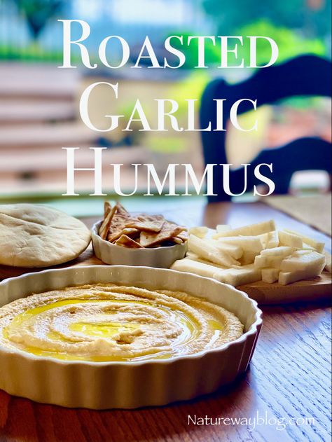 Healthy Chip Alternative, Roasted Garlic Hummus, Roasted Garlic Cloves, Garlic Hummus, Marinade Recipes, Treat Recipes, Snack Treat, Hummus Recipe, Breakfast Brunch Recipes