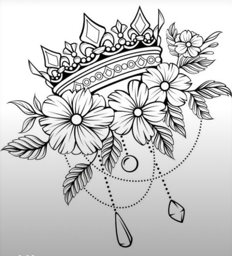 Flower Crown Tattoo, Tattoo Coloring Pages, Small Tattoos For Girls, Floral Skull Tattoos, Crown Tattoos For Women, Flower Tattoo Stencils, Elbow Tattoos, Small Girl Tattoos, Floral Tattoo Sleeve