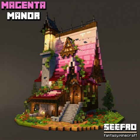 Tall Minecraft Builds, Fantasy Interior Minecraft, Minecraft Block Gradient, Minecraft Fantasy Interior, Medevil Minecraft, Minecraft Enchantment House, Survival Base Minecraft, Minecraft Observatory, Minecraft Roofs