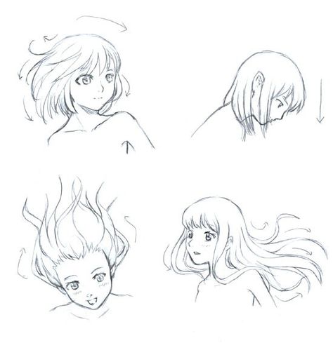 how the hair flows Pelo Anime, Drawing Hair Tutorial, Manga Tutorial, Manga Hair, Anime Tutorial, Hair Sketch, Art Kawaii, Hair Flow, Poses References