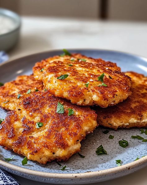 Crispy Cheesy Chicken Ranch Patties Chicken Patties Recipes With Canned Chicken, Crispy Cheesy Chicken, Crispy Chicken Patties, Shredded Chicken Patties, Canned Chicken Patties, Chicken Patties Recipes, Ground Chicken Patties, Chicken Patty Recipes, Chicken Fritters