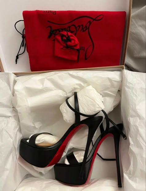 Platform Louboutin Heels, Louibutton Heels, Loubuitton Shoes, Black Red Bottom Heels, Louboutin Platform Heels, Red Bottoms Heels, Luxury High Heels, Red Bottom Heels, Pretty Heels