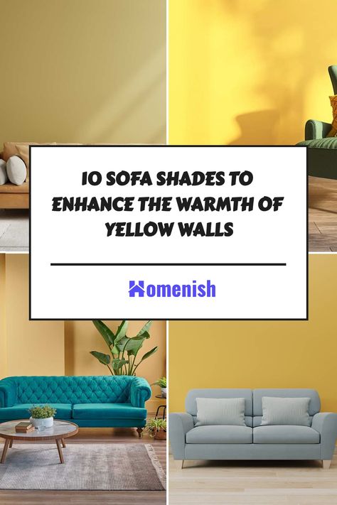 When it comes to yellow walls, the right sofa color can either soothe or amplify the room's energy. This guide provides ten modern sofa color options that are sure to make a statement in any yellow-walled room. Yellow Wall Living Room Decor Ideas, Yellow Walls Decor, Yellow Walls Living Room Decor, Yellow Living Room Walls, Warm Yellow Paint Colors, Yellow Living Room Colors, Sofa Colour Combinations, Pale Yellow Walls, Light Yellow Walls