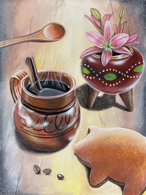 Mexican Coffee Bar Ideas, Mexican Cactus Art, Mexican Heritage Art, Mexican Food Art, Mexican Art Prints, Mexican Art Traditional, Mexican Paintings Ideas, Mexican Murals, Mexico Culture Art