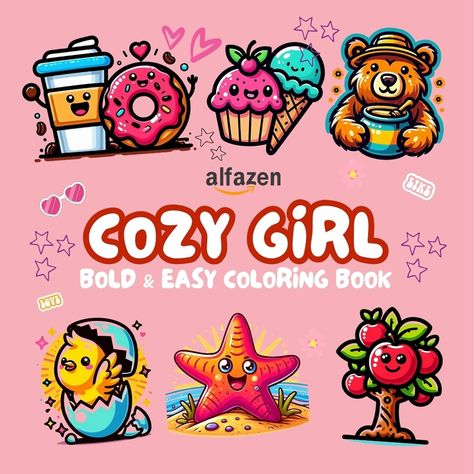 Cozy girl coloring book by AlfaZen, link in bio Simple Designs, Coloring Books, Relaxation, Link In Bio, Zen, Illustrations, Books, Color, Design