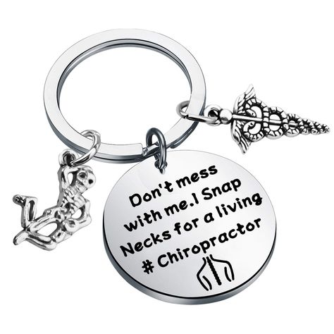 PRICES MAY VARY. ❤Chiropractor Keychain❤This keychain hand engraved with-Don’t mess with me.I Snap Necks for a living#Chiropractor. Perfect Graduation gift, retirment gift or thank you gift for a Chiropractor. ❤Chiropractic Jewelry❤This keychain represents our gratitude to the chiropractor. There is also a blessing to the chiropractor, but it also expresses our desire for our health. ❤Perfect Gift for Chiropractor❤Perfect gift for Massage Therapist key chain, Physical Therapist, Chiropractor Stu Chiropractor Student, Massage Therapist Gifts, Chiropractor Gifts, Don't Mess With Me, Dont Mess With Me, Velvet Cloth, Therapist Gifts, Mugs For Men, The Don