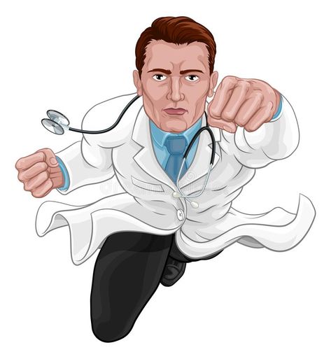 Doctor Vector Illustration, Superhero Flying, Air Illustration, Superhero Doctor, Fly Air, Real Hero, Super Hero, Healthcare Professionals, Stock Vector