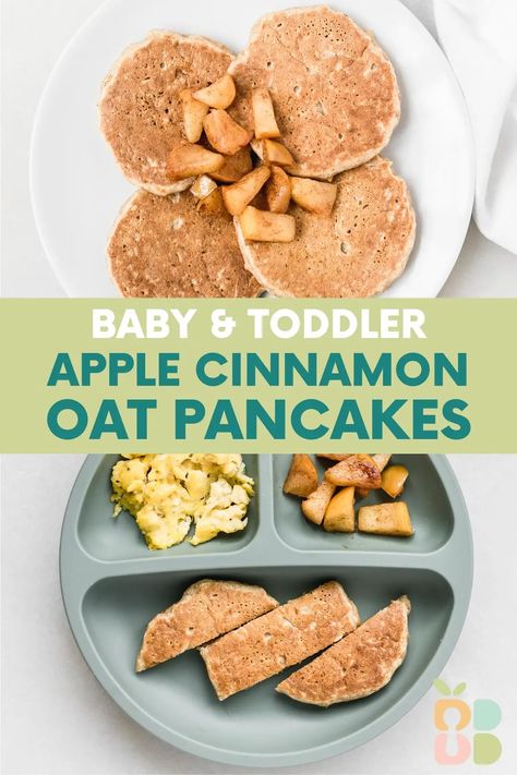 Baby Led Weaning Apple Recipes, Baby Apple Pancakes, Apple Pancakes For Baby, Apple Oat Pancakes, Toddler Pancakes, Apple Oatmeal Pancakes, Breakfast For Baby, Pancakes For Baby, Applesauce Pancakes