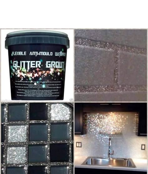 Glitter Paint For Walls, Glitter Grout, Outdoor Bath, Furniture Small Spaces, Future Apartment Decor, Apartment Decor Inspiration, Glitter Paint, Tile Ideas, Bathroom Tile