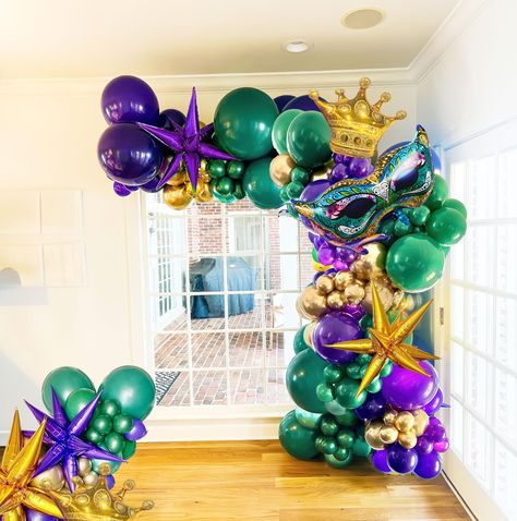 PRICES MAY VARY. 【Purple Green Gold Balloon Kit】Includes the following 106 balloons in various sizes of 5 inches 10 inches 12 inches 18 inches, we choose dark purple dark green, chrome gold as the theme color palette, add foil stars, masks, crowns Balloons and glue dot tie kit allows you to create a cheerful and energetic atmosphere, perfect for masquerade themed parties, Mardi Gras decorations 【100% Reliable Color 】 We insist on 100% real photography，Providing True Color of every single balloon Mardi Gras Float Decorations, Mardi Gras Party Decorations Backdrops, Mardi Gras Dance Theme, Mardi Gras Party Ideas Decoration, Mardi Gras Masquerade Ball, Mardi Gras Bridal Shower Ideas, Mardi Gras Theme Party Decoration, Mardi Gras First Birthday, Mardi Gras Balloon Arch