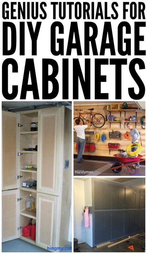 Genius Tutorials for DIY Garage Cabinets Garage Cabinets Organization, Bathroom Closet Storage, Organize Garage, Garage Organization Shelves, Garage Wall Shelving, Diy Garage Cabinets, Garage Organization Systems, How To Organize Your Closet, Garage Storage Ideas