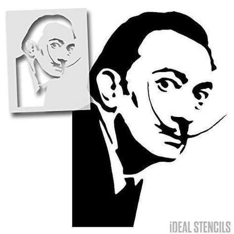 Salvador Dali STENCIL | Famous Face Wall Art | Wall Painting and Art Stencil | Paint Bespoke finishes to many items/surfaces | Home Decor ART Craft Decorating | Reusable (XXL/ 77X107CM): Amazon.co.uk: DIY & Tools Stencil Art Portrait Faces, Eye Stencil, Stencil Paint, Spray Paint Stencils, Face Wall Art, Face Stencils, Mural Stencil, Dog Portraits Art, Art Wall Painting