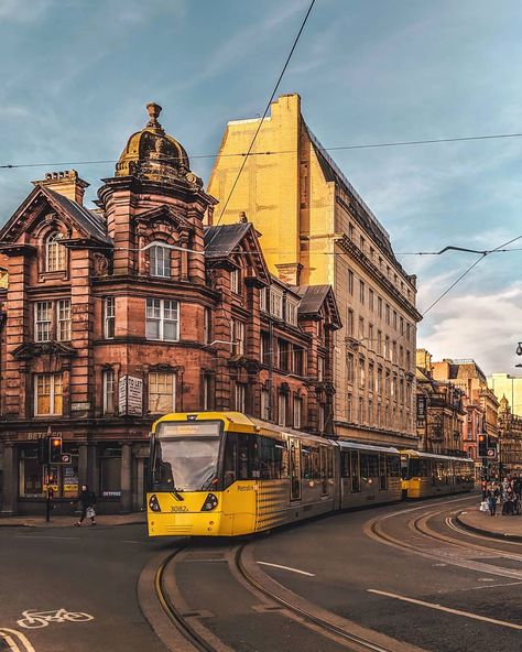 Trishita Bhattacharya on Instagram: “There's something really special about trams. I think trams make a city look timeless, soulful and poetic. They are a distinct reminder…” Environment Moodboard, Bolton England, Manchester City Logo, City Iphone Wallpaper, Manchester Cathedral, Visit Manchester, Manchester Travel, Manchester City Wallpaper, City Streets Photography