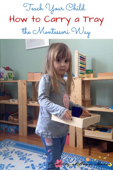 Teach Your Child How to Carry a Tray the Montessori Way - part of a Montessori practical life lessons series, teaching children orderly & purposeful work Life Skills For Kids, Montessori Principles, Study At Home, Montessori Trays, Homemade Detergent, Practical Life Activities, Montessori Lessons, Montessori Homeschool, Montessori Practical Life