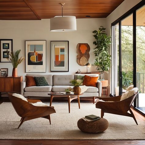 Design Secrets: Achieving a Cozy Mid-Century Modern Living Room - Gardening Olivia Mid Century Modern Living Room Low Ceiling, Living Room Mid Century Modern Cozy, Natural Modern Farmhouse Living Room, Mid Century Modern Grey Couch, Cozy Midcentury Modern Apartment, Contemporary Mcm Living Room, California Bungalow Living Room, Mid Century Modern Living Room Black, Mid Modern Interior Design