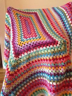 Leftover Yarn, Crochet Crowd, Crocheted Blanket, Crochet For Beginners Blanket, Crochet Blanket Afghan, Crochet Granny Square Blanket, Afghan Patterns, Granny Square Blanket, Crochet Square Patterns