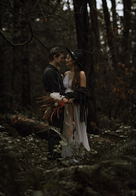 Nanaimo BC elopement photography Forest Couple Photoshoot Moody, Dark Romantic Photography, Woodsy Wedding Photography, Moody Wedding Groom, Moody Wedding Portraits, Moody Elopement Photography, Dark Wedding Photography, Dark And Moody Wedding Photography, Moody Beach Wedding