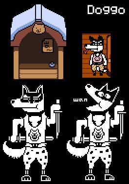 Doggo. I believe all the dog guard stations are the same, but he's the only one who actually... is at his... Doggo Undertale, Undertale Sprites, Undertale Dog, Hyper Focus, Minecraft Server, Brown Hoodie, Melty Beads, Undertale Art, Undertale Fanart