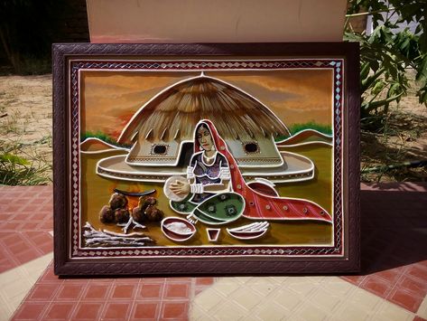 Mud Mirror Work, Lippan Kaam, Lippon Art, Mud Art, Lipan Art, Indian Contemporary Art, Indian Wall Art, Glass Painting Patterns, Lippan Art