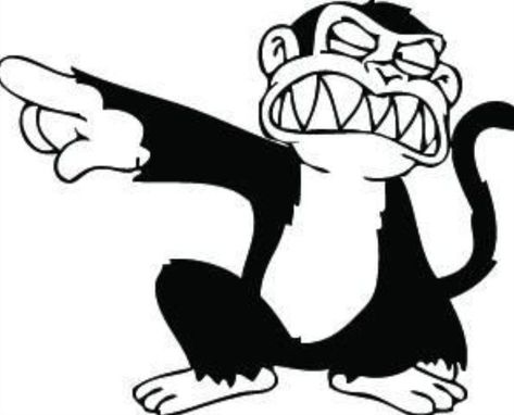 A Monkey, Black And White, White, Black