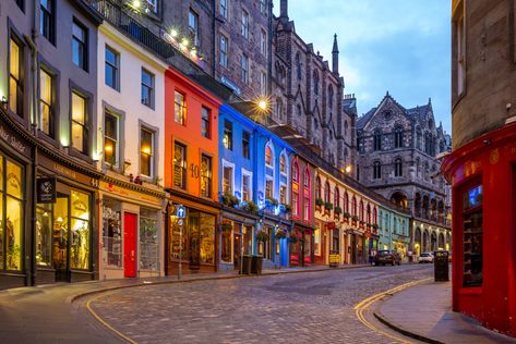 A well lit street in Edinburgh, one of the best places to see in Scotland Places To Visit In Scotland, Good Morning Vietnam, Harbor Town, Best City, Moving To The Uk, Scottish Culture, Cultural Capital, Brecon Beacons, Places To Live