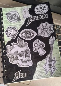 Cover Designs For Scrapbook, Inspo For Journal, Journal Cover Doodles, Front Page Art Sketchbook, Covers For Sketchbooks, Art Book Cover Page Ideas, Ideas To Decorate Your Sketchbook Cover, Sketchbook Cover Art Inspiration, Cover Drawings Sketchbook