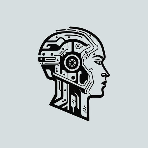 Robot Logo, Head Female, Brain Logo, Hand Pillow, Random Pics, Logo Icons, Face Drawing, Vector Art, Brain