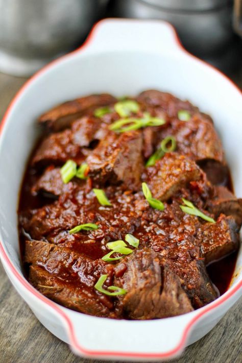 Korean-Style Chile-Braised Brisket Brisket Instant Pot, Cuban Bread, Braised Brisket, French Apple Cake, Beef Brisket Recipes, Buttermilk Fried Chicken, Black Bean Sauce, Korean Beef, Brisket Recipes