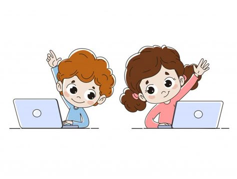 Child with a computer | Premium Vector #Freepik #vector #school #technology #children #computer Art Classroom Management, Computer Drawing, Kids Computer, Animation Storyboard, Kids Background, Kids Talking, School Technology, Boy Fishing, Kids Study