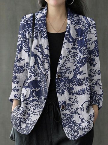 I found this amazing Vintage Tree Print Lapel Button Long Sleeve Women Blazer with US$27.99,and 14 days return or refund guarantee protect to us. --Newchic Blazer Batik, Women Blazers, Office Women, Women Blazer, Button Long Sleeve, Vintage Tree, Blazer Designs, Sleeve Women, White Blazer