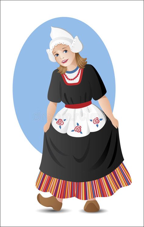 Dutch girl in national costume. Young lady in traditional dutch folk costume #Sponsored , #Sponsored, #paid, #national, #Dutch, #dutch, #costume Dutch Clothing, Dutch Costume, Costume Illustration, Costumes Around The World, Dutch Women, Dutch Girl, Handmade Flowers Fabric, National Costume, School Event