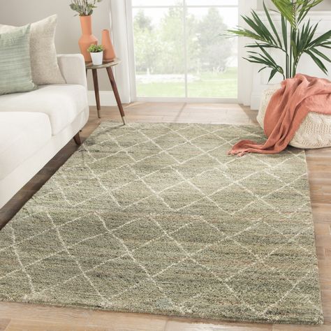 Sage moves to floors as the new it color, like this one from Jaipur Living's Zuri Collection. Modern Moroccan Style, Modern Moroccan, Teal Area Rug, Jaipur Living, Lattice Design, Trellis Pattern, Cream Area Rug, Green Colour Palette, Yellow Area Rugs