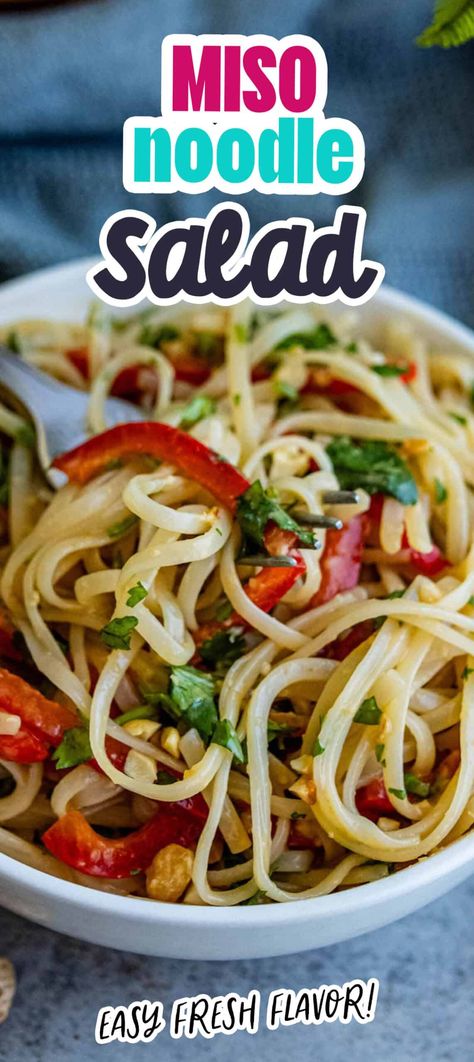 Miso Noodle Salad - salads #salads Tofu Noodle Salad, Miso Tofu, Noodle Salad Recipes, Pasta Noodle Recipe, Asian Slaw, Miso Dressing, White Miso, Asian Noodles, Pasta Salads