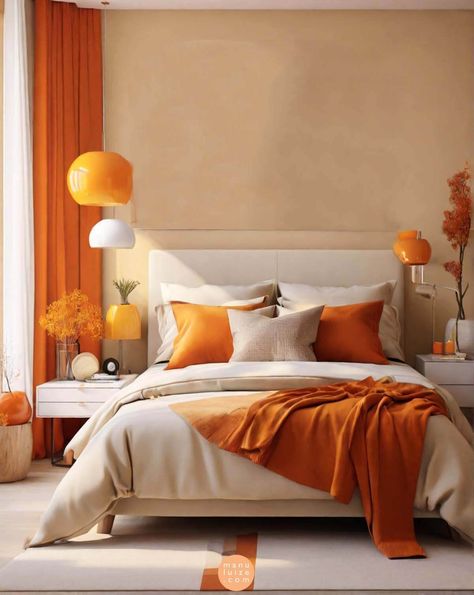 Taurus bedroom decor: orange and yellow. Taurus Bedroom, Bedroom Decor Orange, Element Lighting, Personalized Bedroom, Orange Bedroom, Bedroom Oasis, Bedroom Orange, Playful Decor, Quirky Decor