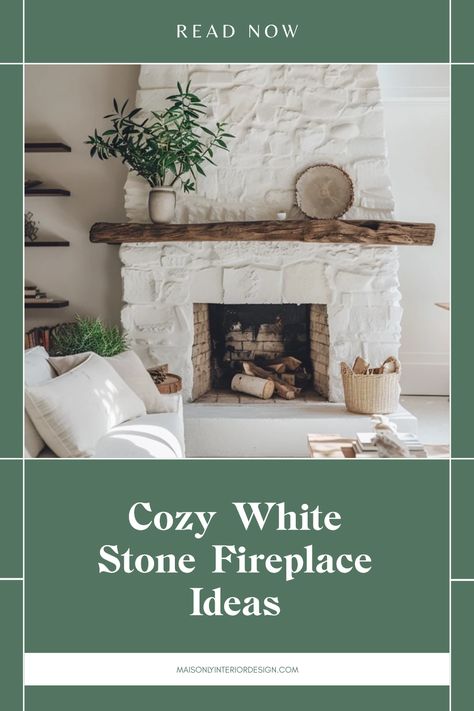 Transform your home with these cozy white stone fireplace ideas that effortlessly blend style and warmth. Discover how a stunning white stone fireplace can become the focal point of your living area, creating an inviting atmosphere for gatherings or quiet evenings in. From contemporary designs to rustic finishes, there's something here for every taste. Explore accent decor that enhances your fireplace's charm while considering the layout and ambiance. Embark on a project that truly enhances your living space, elevating it to a snuggly retreat. Stone Fireplace Shapes, Covering Rock Fireplace, Remodel Stone Fireplace, White Stone Fireplace Ideas, White Stone Fireplace With Wood Mantel, Old Stone Fireplace Makeover, White Stacked Stone Fireplace, Half Stone Fireplace With Mantle, 2025 Fireplace Trends