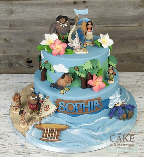 Moana Cake Design, Moana Cakes, Sofia The First Birthday Cake, Moana Birthday Cake, Moana Cake, Moana Themed Party, Disney Birthday Cakes, Moana Birthday Party, 2 Birthday Cake