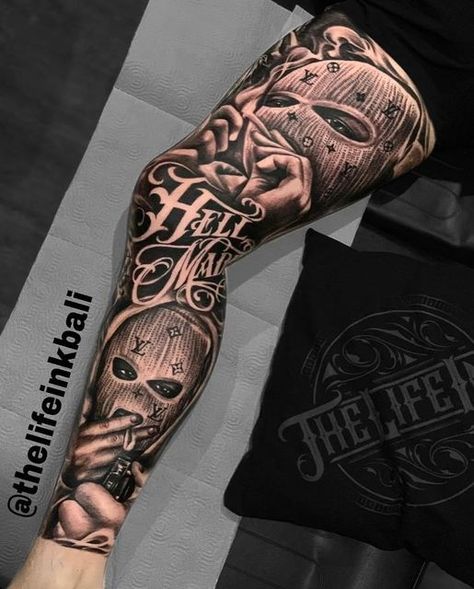 Full Leg Tattoo Men Design, Chicano Leg Sleeve, Chicano Sleeve, Full Leg Sleeve, Religous Tattoo, Leg Sleeve Tattoos, Tattoo Training, Leg Tattoo Ideas, Chicano Tattoos Sleeve