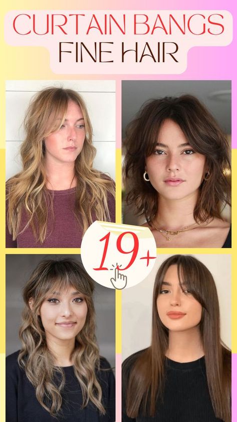 For those with fine hair looking to add some volume and texture, curtain bangs may be the perfect solution. This versatile and trendy hairstyle can enhance Fine Bangstyle Hair, Textured Curtain Bangs, Curtain Bangs Small Forehead, Curtain Bangs Fine Hair Straight, Curtain Bangs For Fine Hair, Fine Hair Curtain Bangs, Bangs For Fine Hair, Curtain Bangs Fine Hair, Fine Hair With Bangs